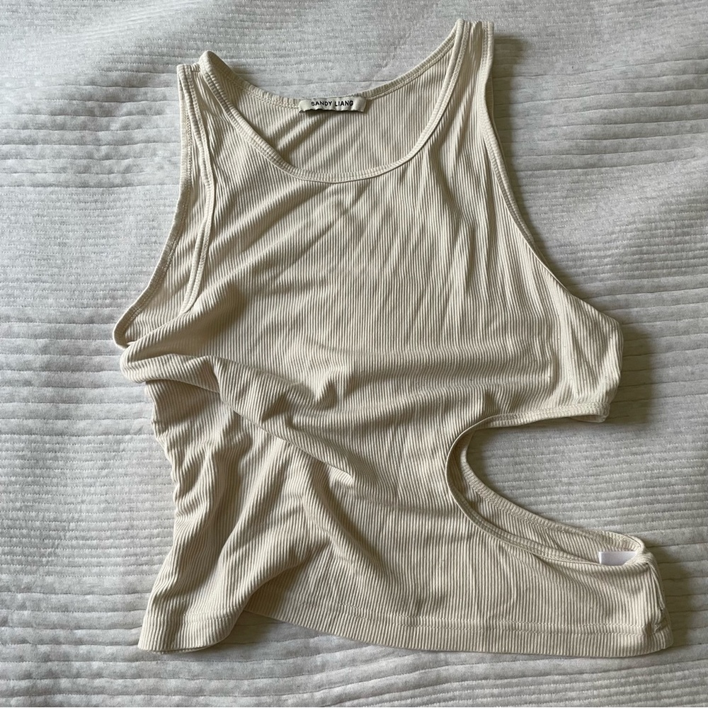 Sandy Liang Cut Out Ribbed Tank
